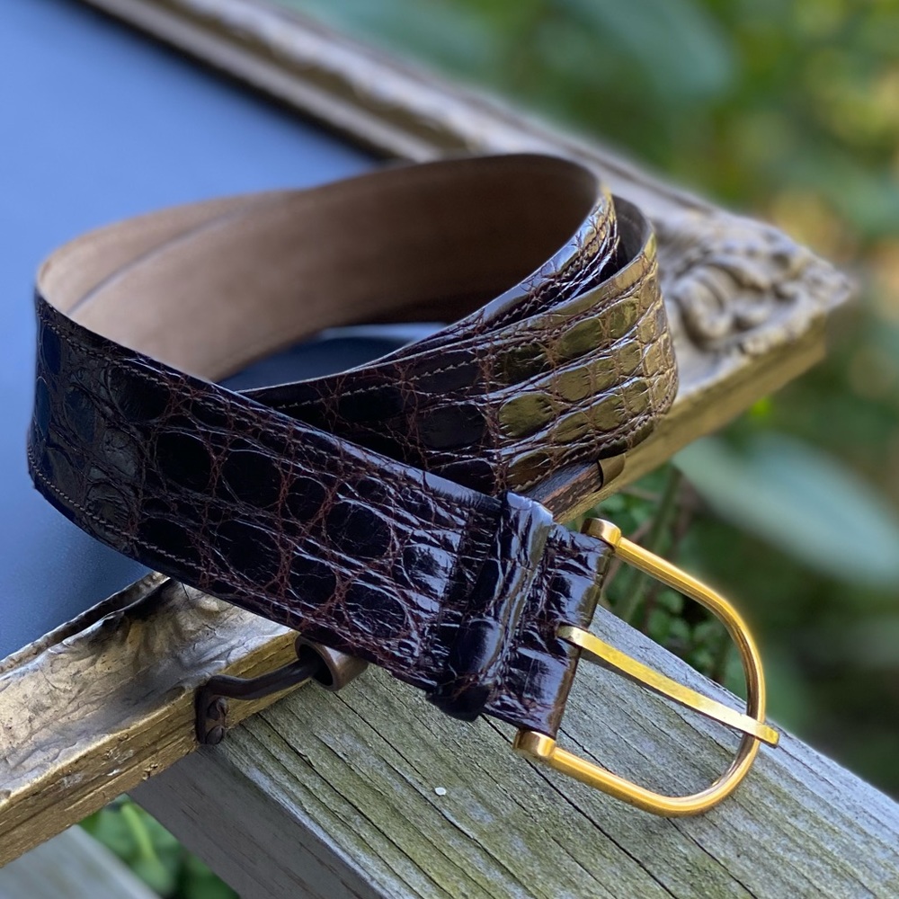 Vintage Dunhill Genuine Crocodile Skin Leather Belt Made in France Size 38